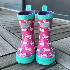 Hatley Pink Unicorn Rain Boots Size 5